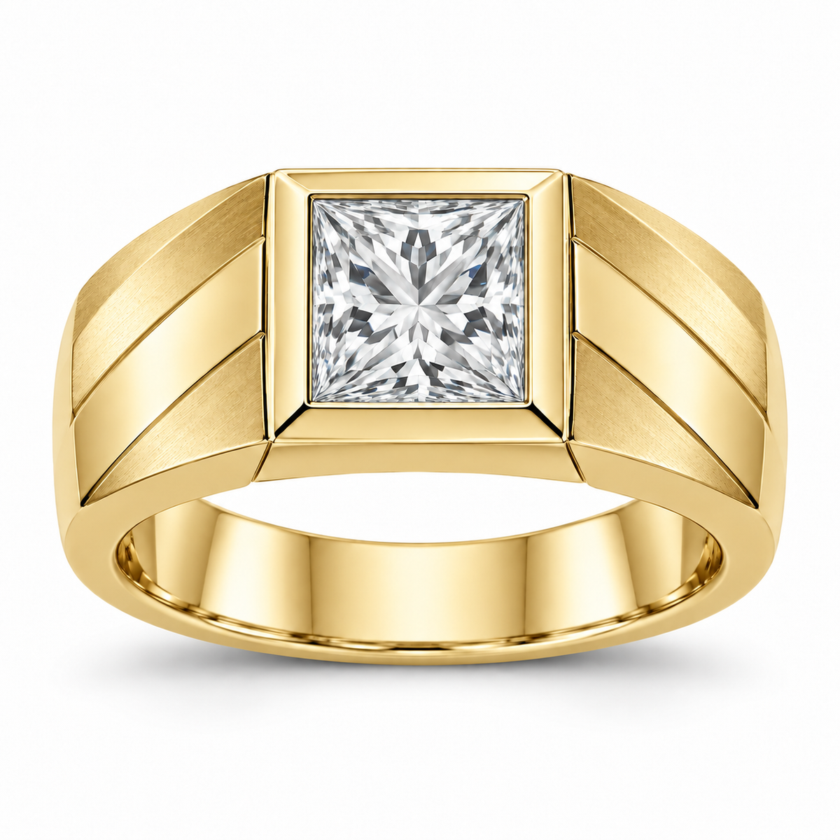 [metal:yellow-gold] Theron Faceted Solitaire Setting — front — Original setting design illustration [catalog-v4]
