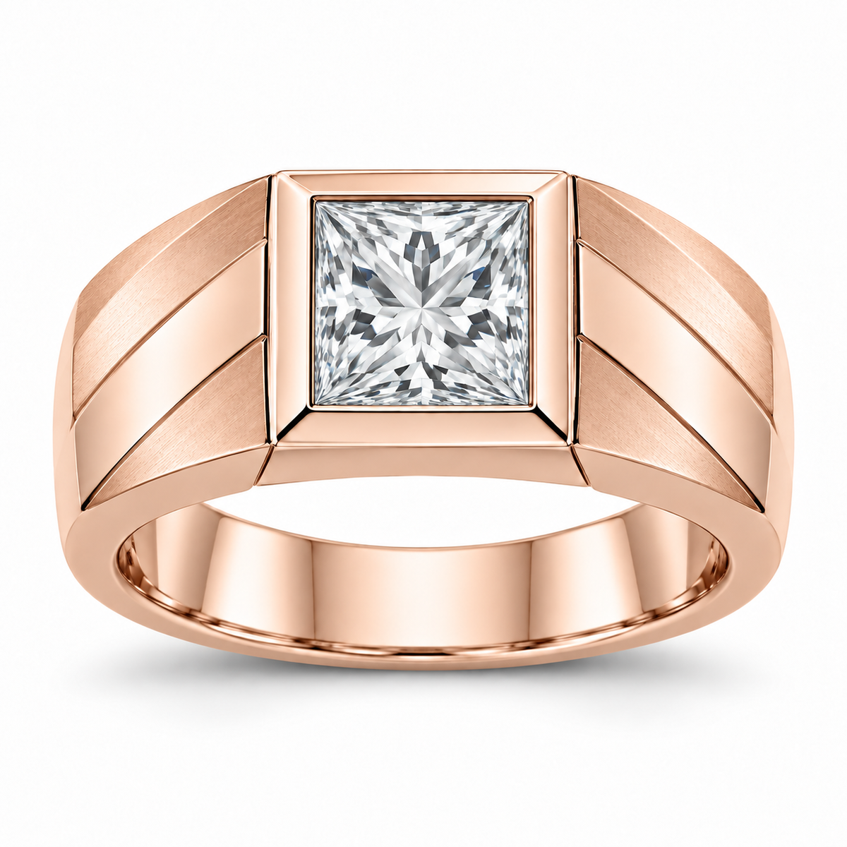 [metal:rose-gold] Theron Faceted Solitaire Setting — front — Original setting design illustration [catalog-v4]