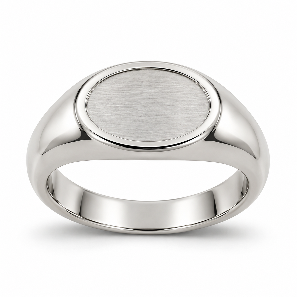 [metal:white-gold] Theron Recessed Oval Signet Ring — front — Theron Recessed Oval Signet Ring front design illustration [catalog-v4]