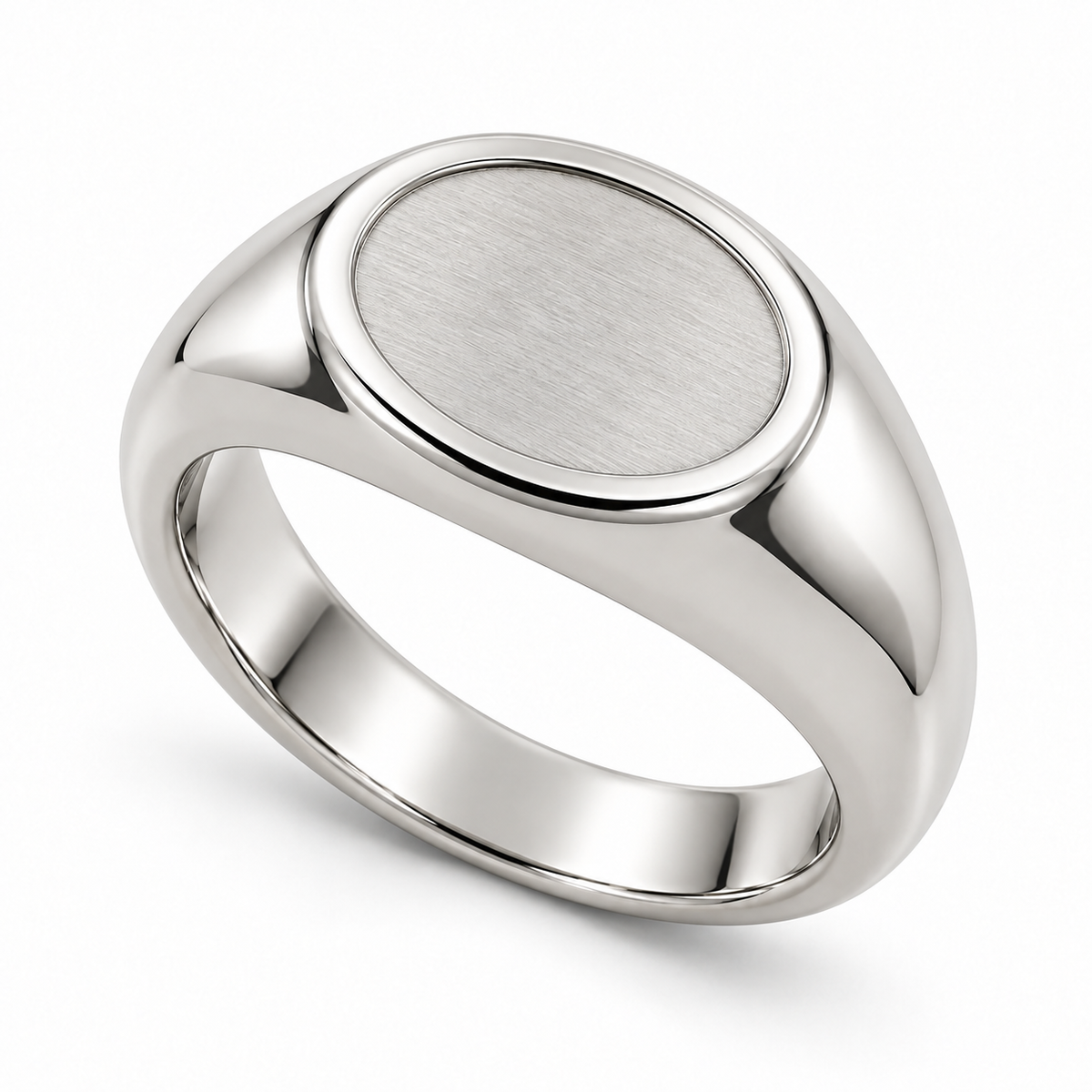 [metal:white-gold] Theron Recessed Oval Signet Ring — three-quarter — Theron Recessed Oval Signet Ring three-quarter design illustration [catalog-v4]