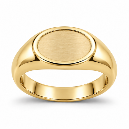 [metal:yellow-gold] Theron Recessed Oval Signet Ring — front — Theron Recessed Oval Signet Ring front design illustration [catalog-v4]