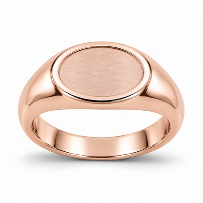 [metal:rose-gold] Theron Recessed Oval Signet Ring — front — Theron Recessed Oval Signet Ring front design illustration [catalog-v4]