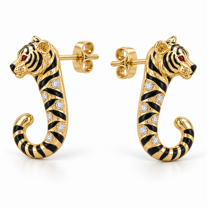Tigris Striped J Studs — alternate view with construction — [metal:all]