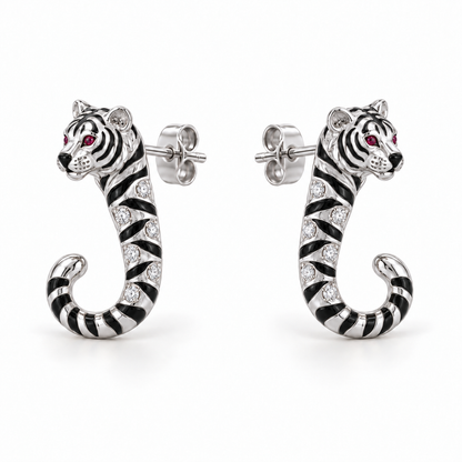 Tigris Striped J Studs - hero - [metal:platinum]