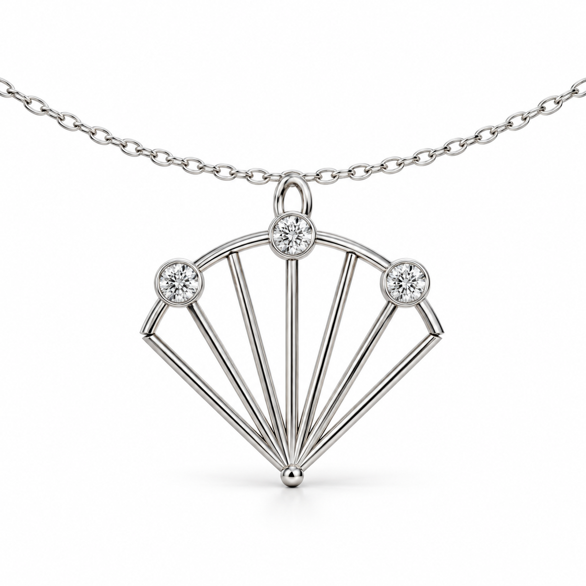 [metal:white-gold] pj vaelisse fanlight necklace — front — illustrative design [catalog-v4]