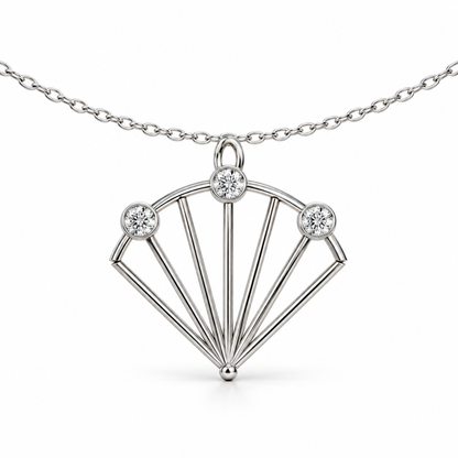 [metal:white-gold] pj vaelisse fanlight necklace — front — illustrative design [catalog-v4]