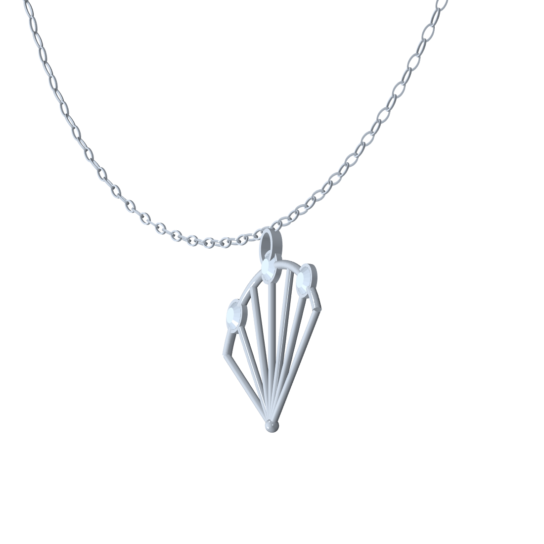 [metal:white-gold] pj vaelisse fanlight necklace — side CAD view — illustrative design [catalog-v4]