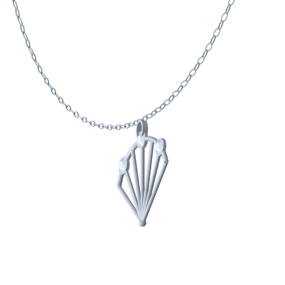 [metal:white-gold] pj vaelisse fanlight necklace — side CAD view — illustrative design [catalog-v4]
