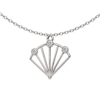 [metal:white-gold] Vaelisse Fanlight Pendant — 02-three-quarter — illustrative design [catalog-v4]; any chain shown is an optional styling accessory