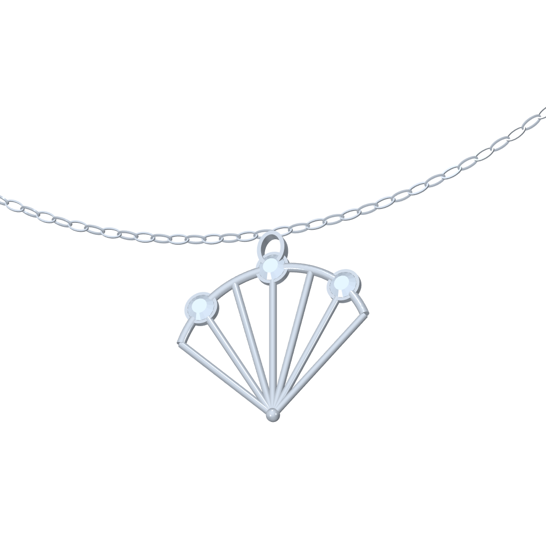 [metal:white-gold] pj vaelisse fanlight necklace — angle CAD view — illustrative design [catalog-v4]