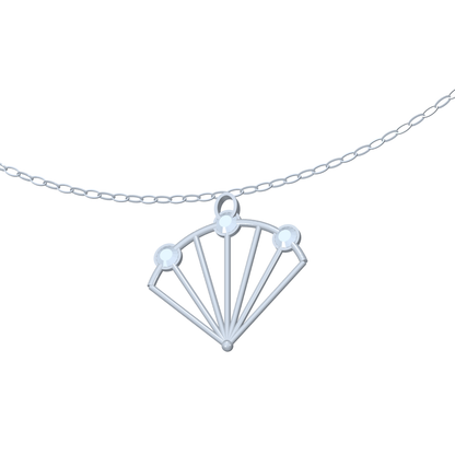 [metal:white-gold] pj vaelisse fanlight necklace — angle CAD view — illustrative design [catalog-v4]