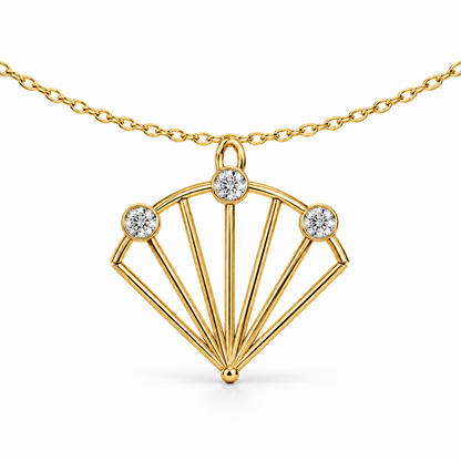 [metal:yellow-gold] Vaelisse Fanlight Pendant — 04-yellow-gold — illustrative design [catalog-v4]; any chain shown is an optional styling accessory