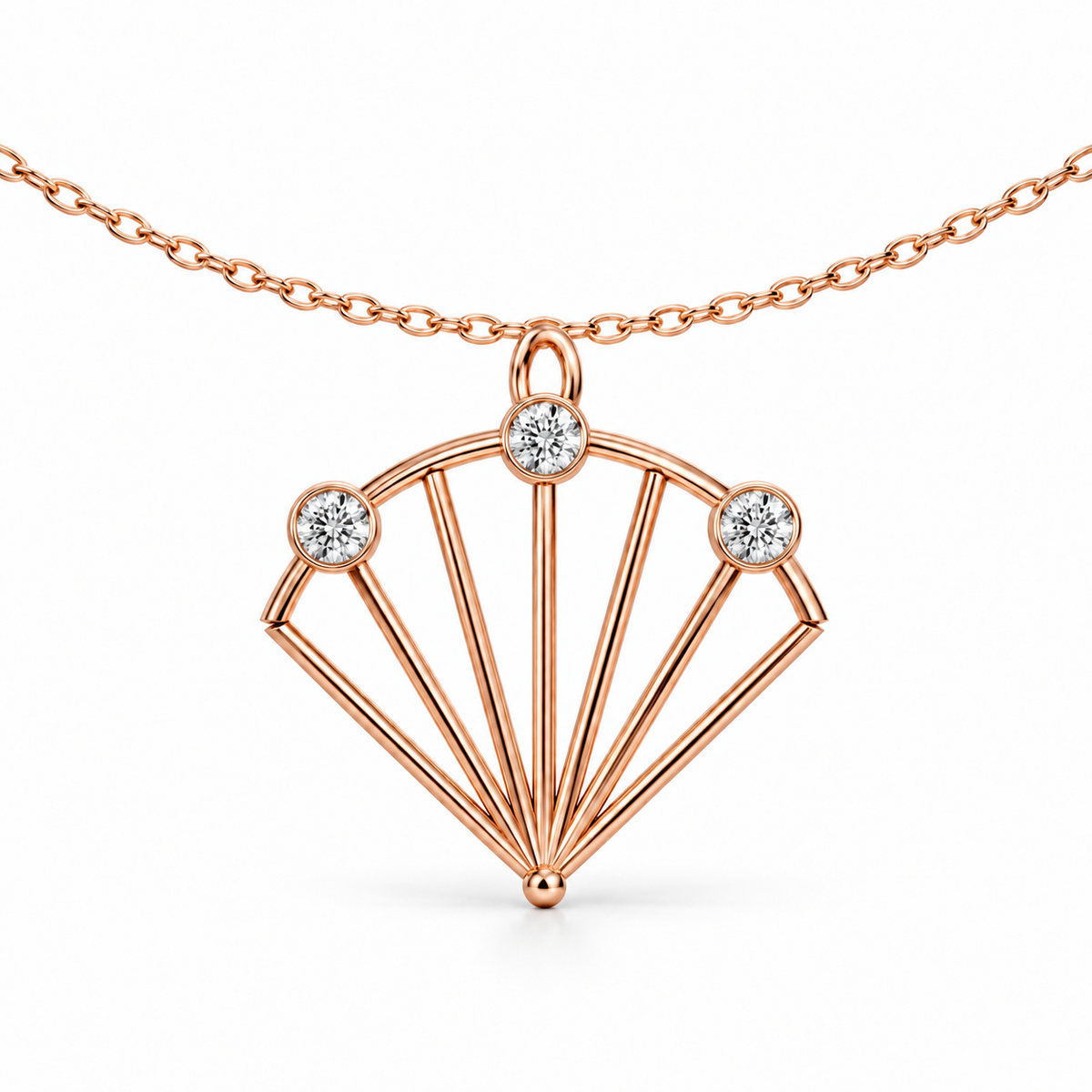 [metal:rose-gold] Vaelisse Fanlight Pendant — 05-rose-gold — illustrative design [catalog-v4]; any chain shown is an optional styling accessory