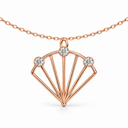 [metal:rose-gold] Vaelisse Fanlight Pendant — 05-rose-gold — illustrative design [catalog-v4]; any chain shown is an optional styling accessory