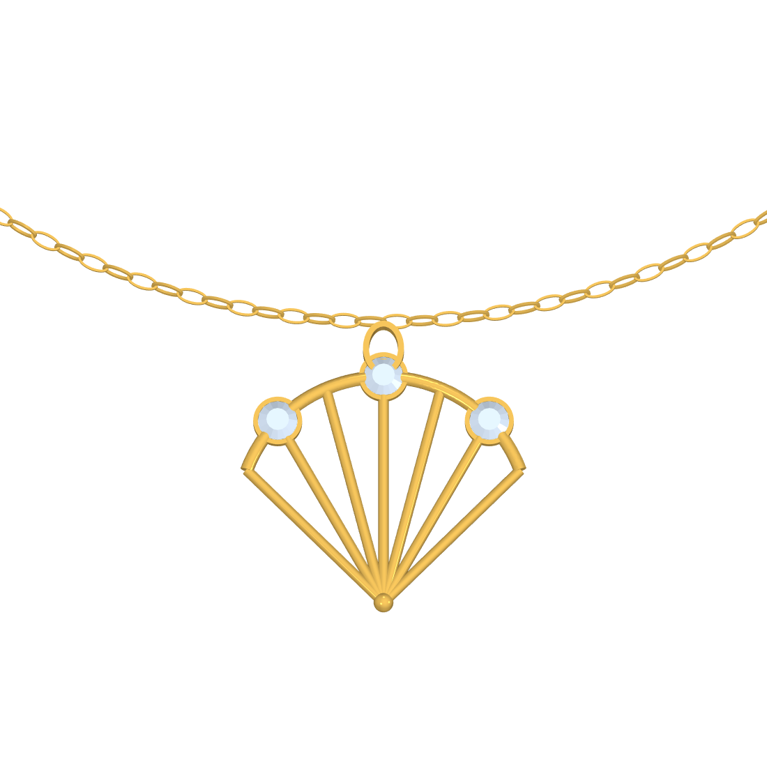 [metal:yellow-gold] pj vaelisse fanlight necklace — yellow CAD view — illustrative design [catalog-v4]