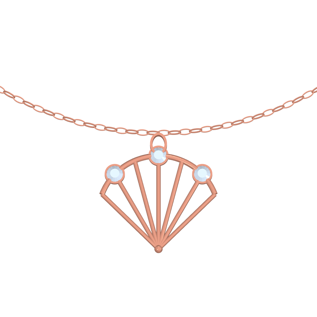 [metal:rose-gold] pj vaelisse fanlight necklace — rose CAD view — illustrative design [catalog-v4]