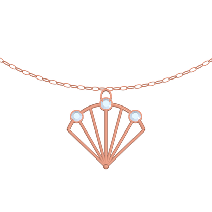 [metal:rose-gold] pj vaelisse fanlight necklace — rose CAD view — illustrative design [catalog-v4]