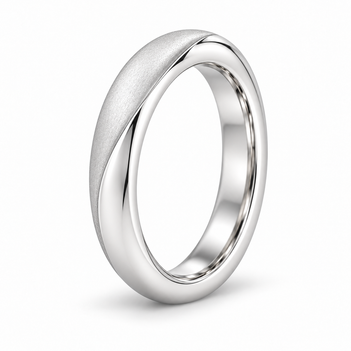 [metal:white-gold] Vaelisse Satin Fold Band — oblique — Same design shown oblique [catalog-v4]