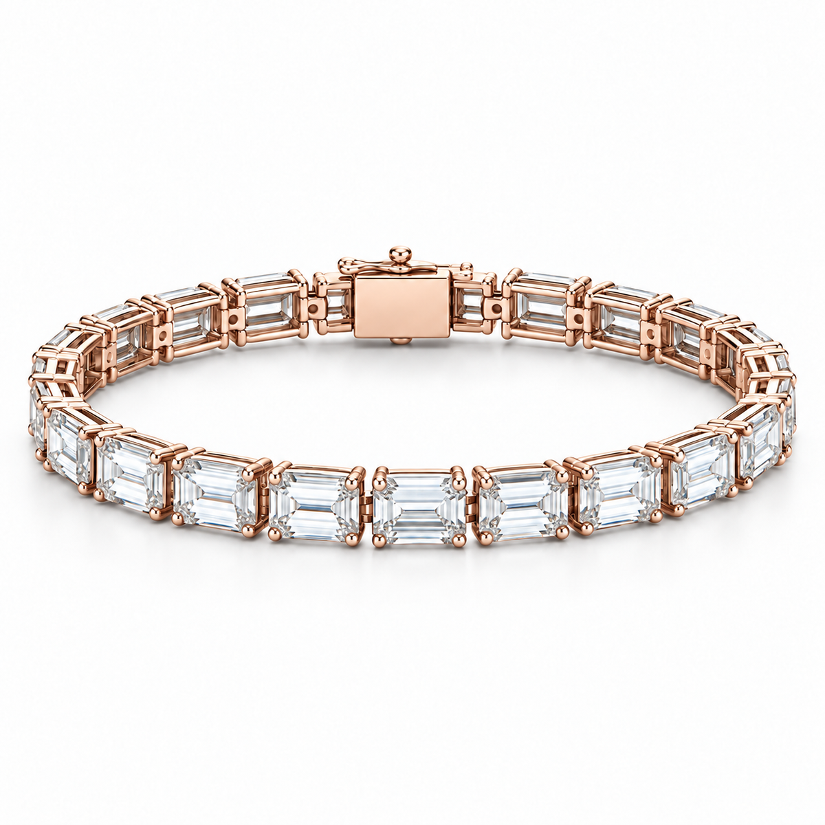 [metal:rose-gold] Valentina Emerald-Cut Bracelet — front — Rose gold colour preview [catalog-v4]