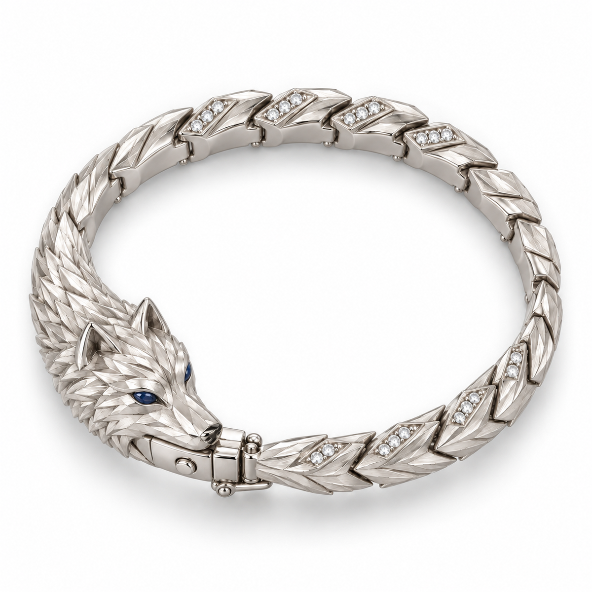 Varg Wolf Bracelet — top view — [metal:all]