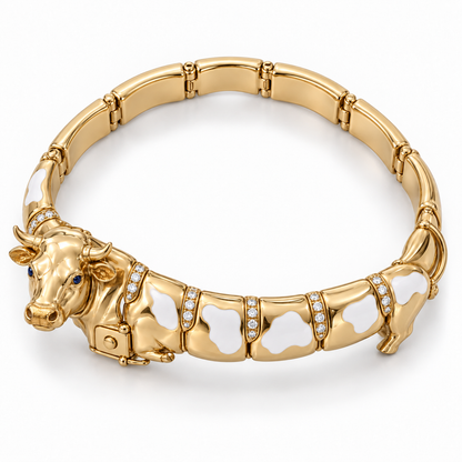 Veld Cow Bracelet — top view — [metal:all]