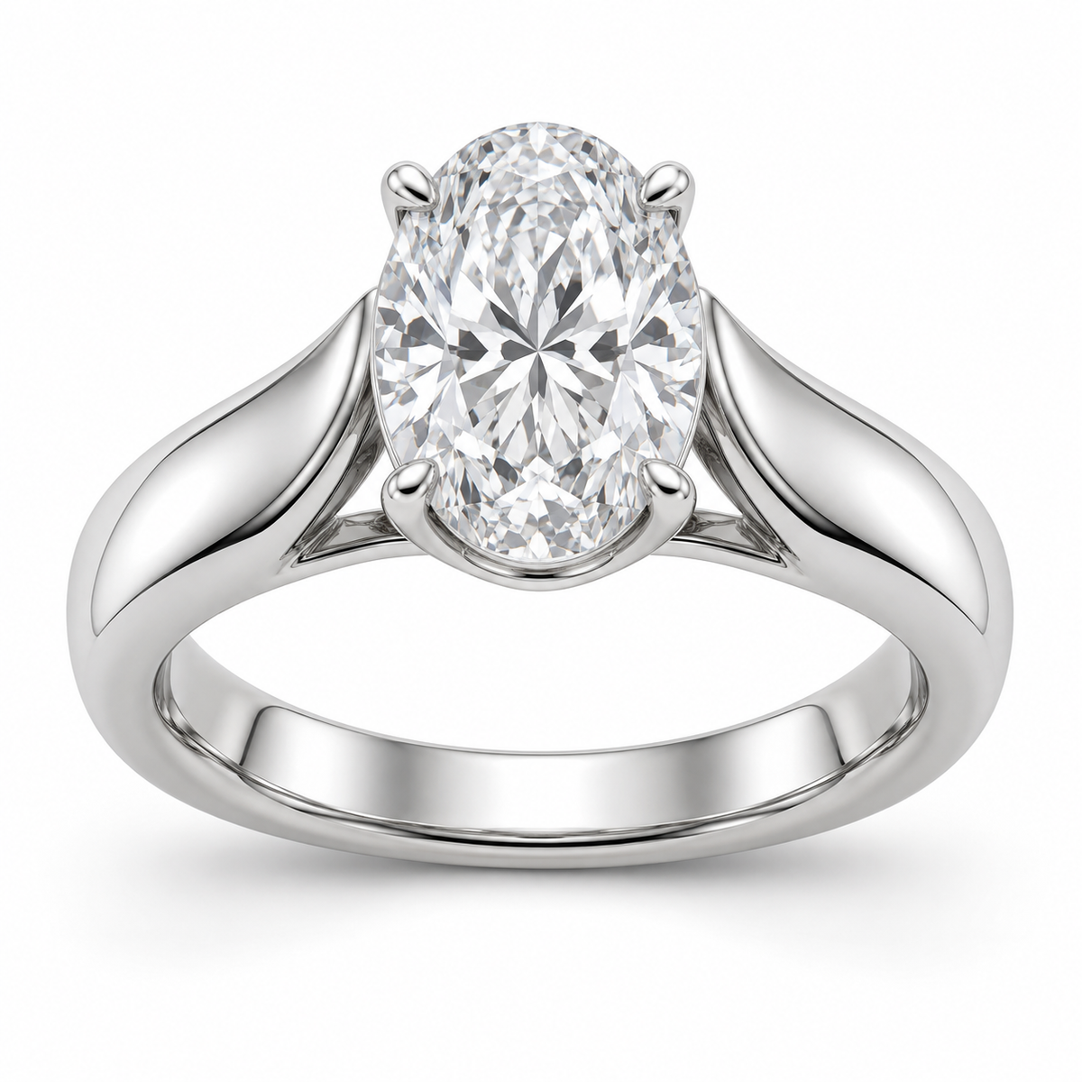 [metal:white-gold] Vespera Saddle Solitaire Setting — front — Original setting design illustration [catalog-v4]