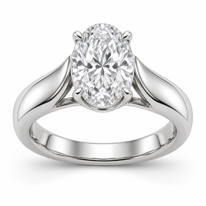 [metal:white-gold] Vespera Saddle Solitaire Setting — front — Original setting design illustration [catalog-v4]