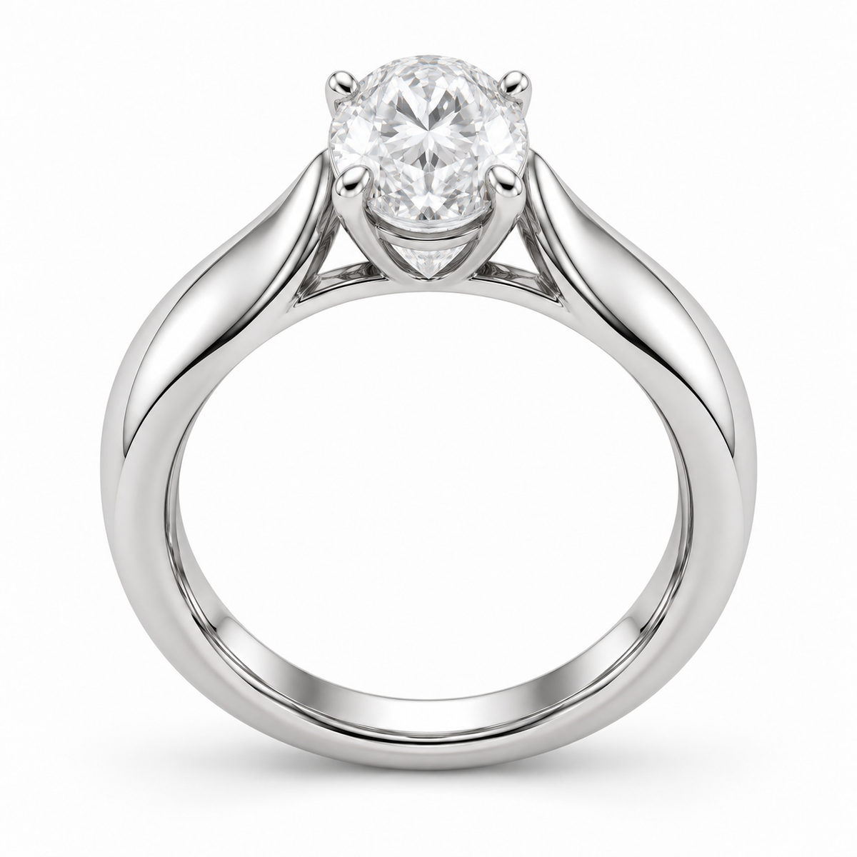 [metal:white-gold] Vespera Saddle Solitaire Setting — top — Original setting design illustration [catalog-v4]
