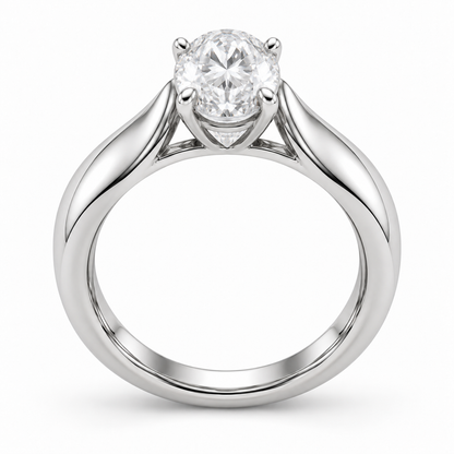 [metal:white-gold] Vespera Saddle Solitaire Setting — top — Original setting design illustration [catalog-v4]