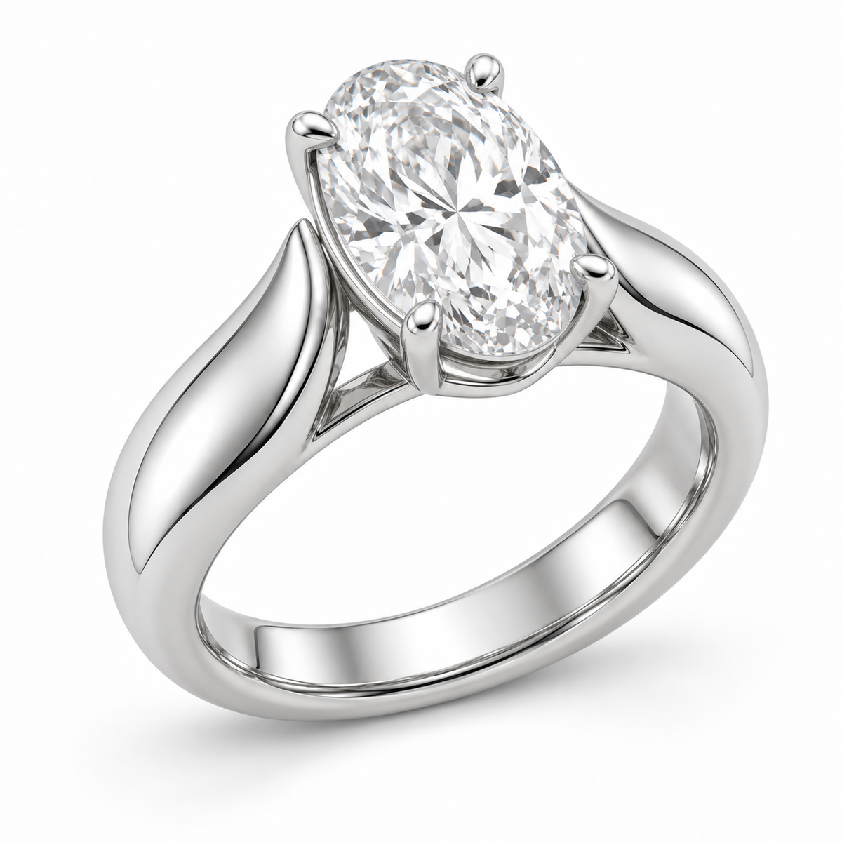 [metal:white-gold] Vespera Saddle Solitaire Setting — three-quarter — Original setting design illustration [catalog-v4]