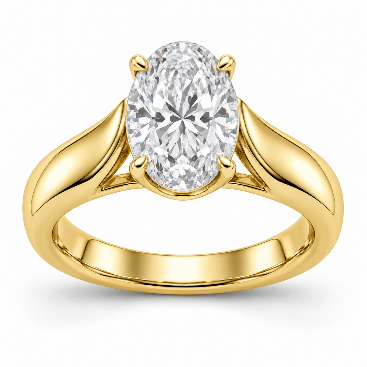 [metal:yellow-gold] Vespera Saddle Solitaire Setting — front — Original setting design illustration [catalog-v4]