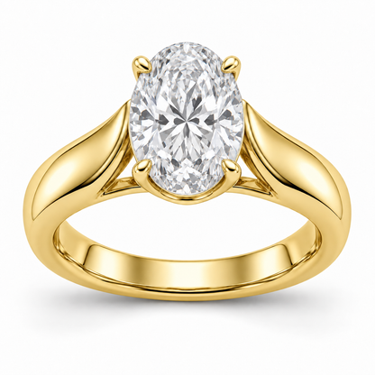 [metal:yellow-gold] Vespera Saddle Solitaire Setting — front — Original setting design illustration [catalog-v4]