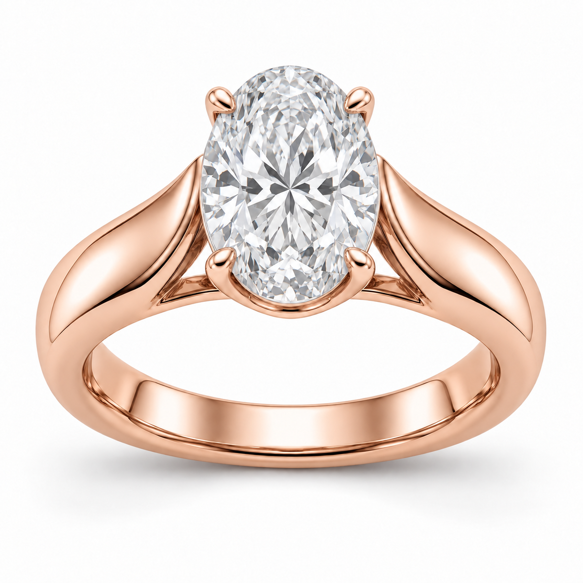[metal:rose-gold] Vespera Saddle Solitaire Setting — front — Original setting design illustration [catalog-v4]