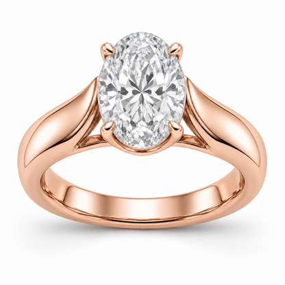 [metal:rose-gold] Vespera Saddle Solitaire Setting — front — Original setting design illustration [catalog-v4]
