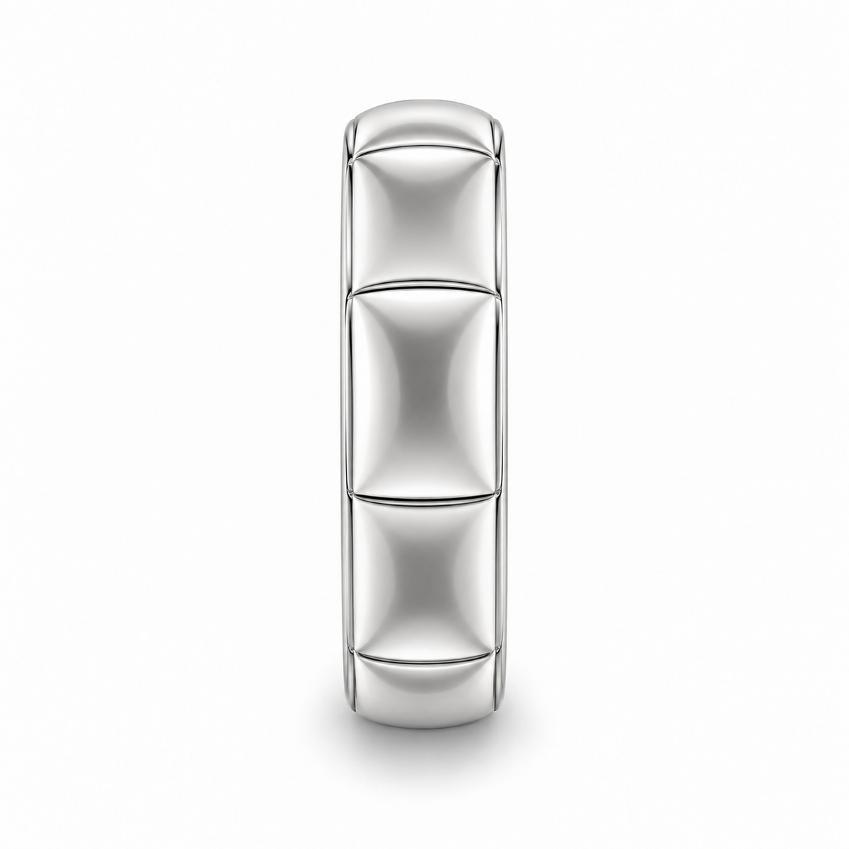 [metal:white-gold] Veyron Contour-Tile Band — edge-profile — Same design shown edge profile [catalog-v4]