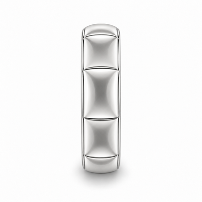[metal:white-gold] Veyron Contour-Tile Band — edge-profile — Same design shown edge profile [catalog-v4]