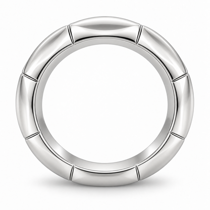 [metal:white-gold] Veyron Contour-Tile Band — circular — Same design shown circular [catalog-v4]