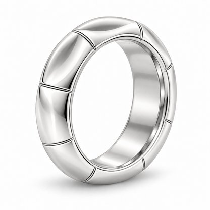 [metal:white-gold] Veyron Contour-Tile Band — oblique — Same design shown oblique [catalog-v4]