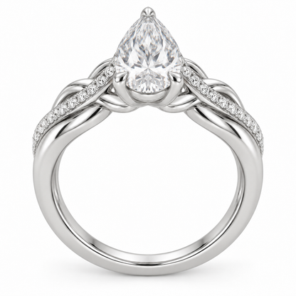 [metal:white-gold] Vionne Braided Pavé Setting — top — Original setting design illustration [catalog-v4]