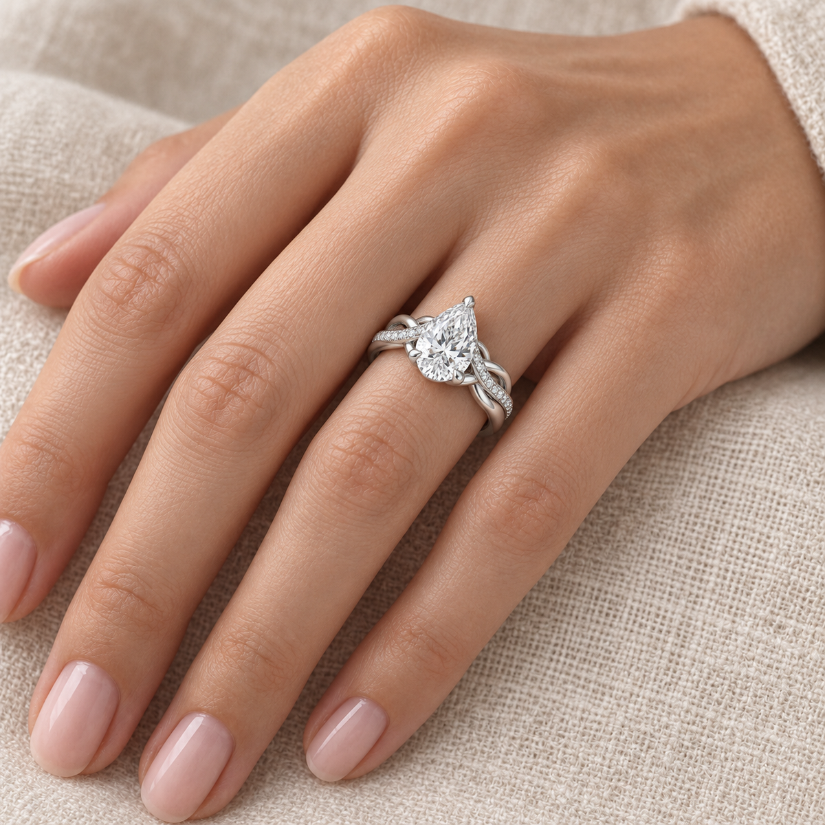 [metal:all] Vionne Braided Pavé Setting — worn — Human-worn styling illustration; proportions are not calibrated [catalog-v4]