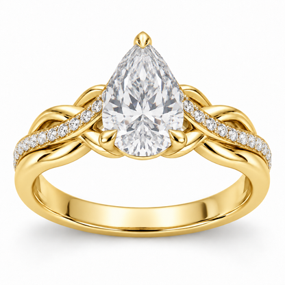 [metal:yellow-gold] Vionne Braided Pavé Setting — front — Original setting design illustration [catalog-v4]