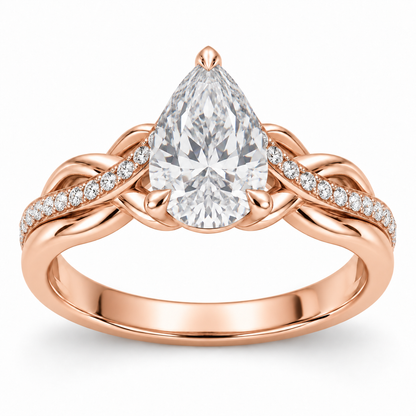 [metal:rose-gold] Vionne Braided Pavé Setting — front — Original setting design illustration [catalog-v4]