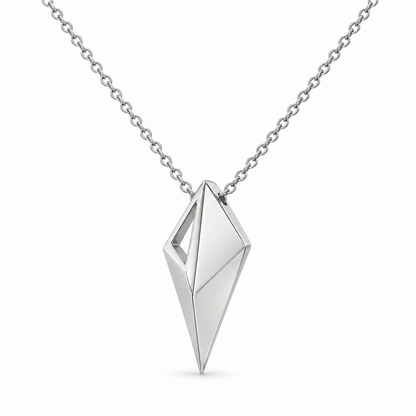 [metal:white-gold] Virelia Folded Sail Necklace — three-quarter — Same design shown three quarter [catalog-v4]