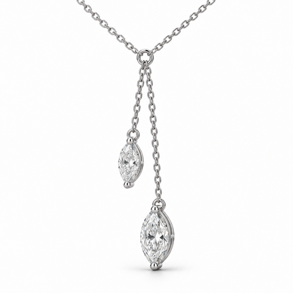 [metal:white-gold] Vivienne Lariat Necklace — three-quarter — Marquise diamond lariat necklace, oblique studio view [catalog-v4]