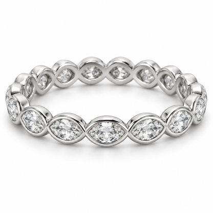 [metal:white-gold] Yselle Marquise Bezel Eternity Ring — front — Yselle Marquise Bezel Eternity Ring front design illustration [catalog-v4]
