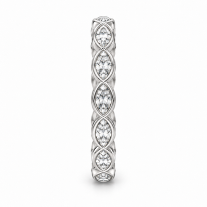 [metal:white-gold] Yselle Marquise Bezel Eternity Ring — side-profile — Yselle Marquise Bezel Eternity Ring side-profile design illustration [catalog-v4]