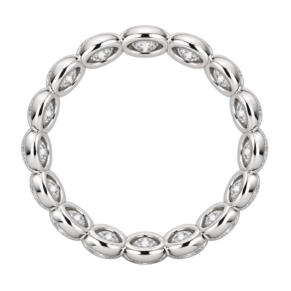 [metal:white-gold] Yselle Marquise Bezel Eternity Ring — top — Yselle Marquise Bezel Eternity Ring top design illustration [catalog-v4]