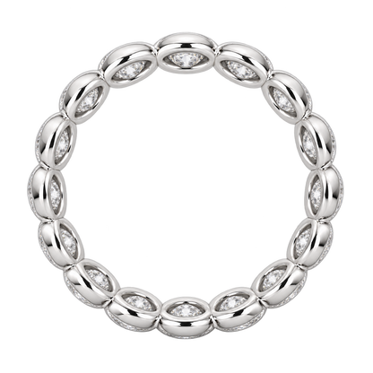 [metal:white-gold] Yselle Marquise Bezel Eternity Ring — top — Yselle Marquise Bezel Eternity Ring top design illustration [catalog-v4]