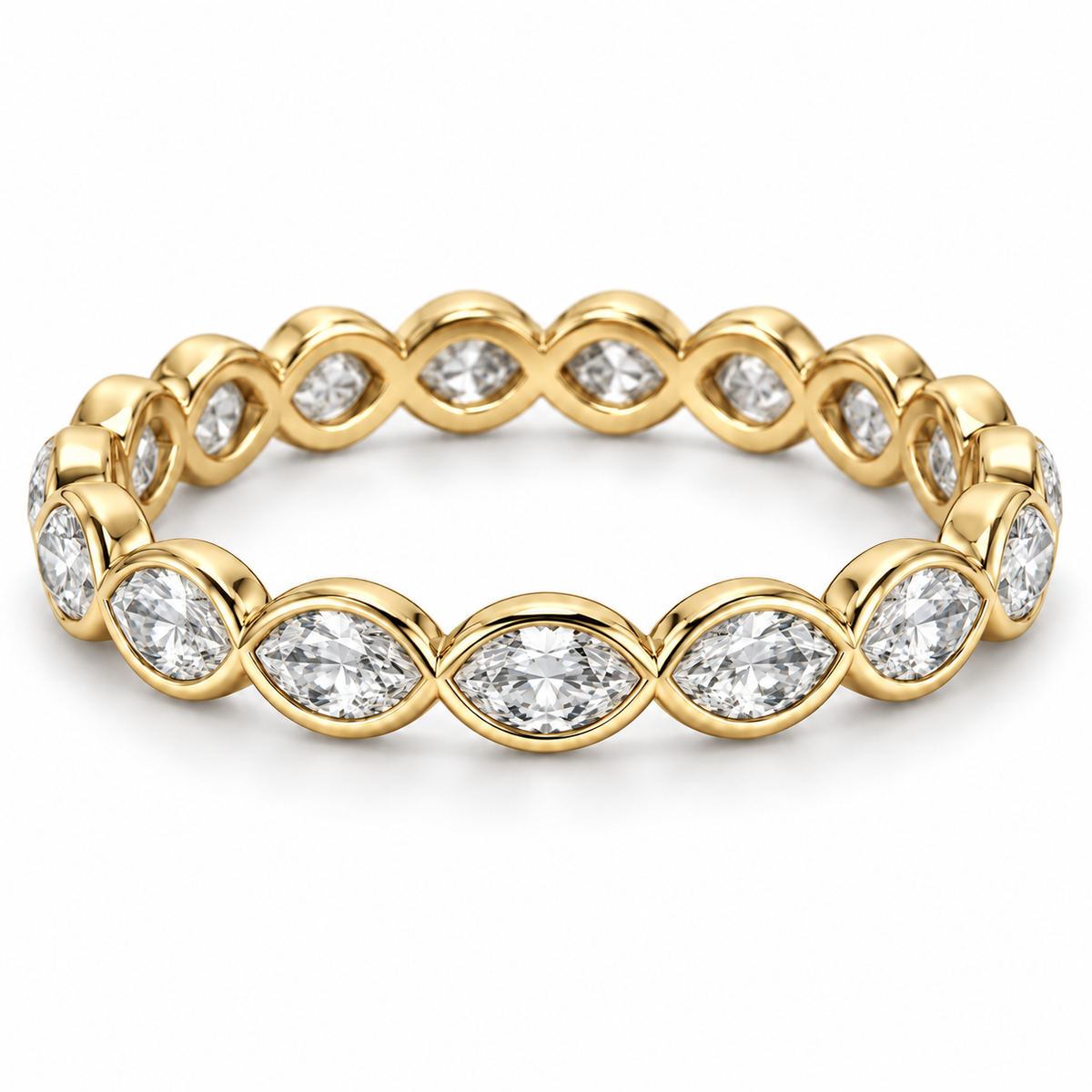 [metal:yellow-gold] Yselle Marquise Bezel Eternity Ring — front — Yselle Marquise Bezel Eternity Ring front design illustration [catalog-v4]