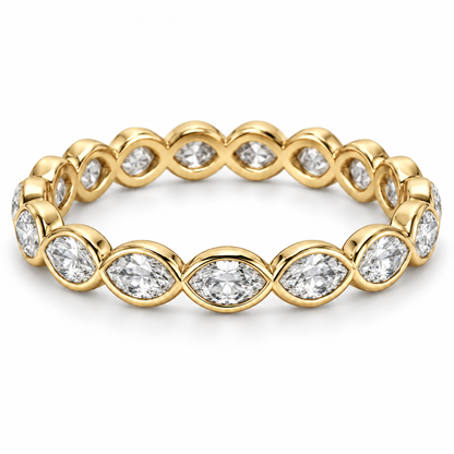 [metal:yellow-gold] Yselle Marquise Bezel Eternity Ring — front — Yselle Marquise Bezel Eternity Ring front design illustration [catalog-v4]